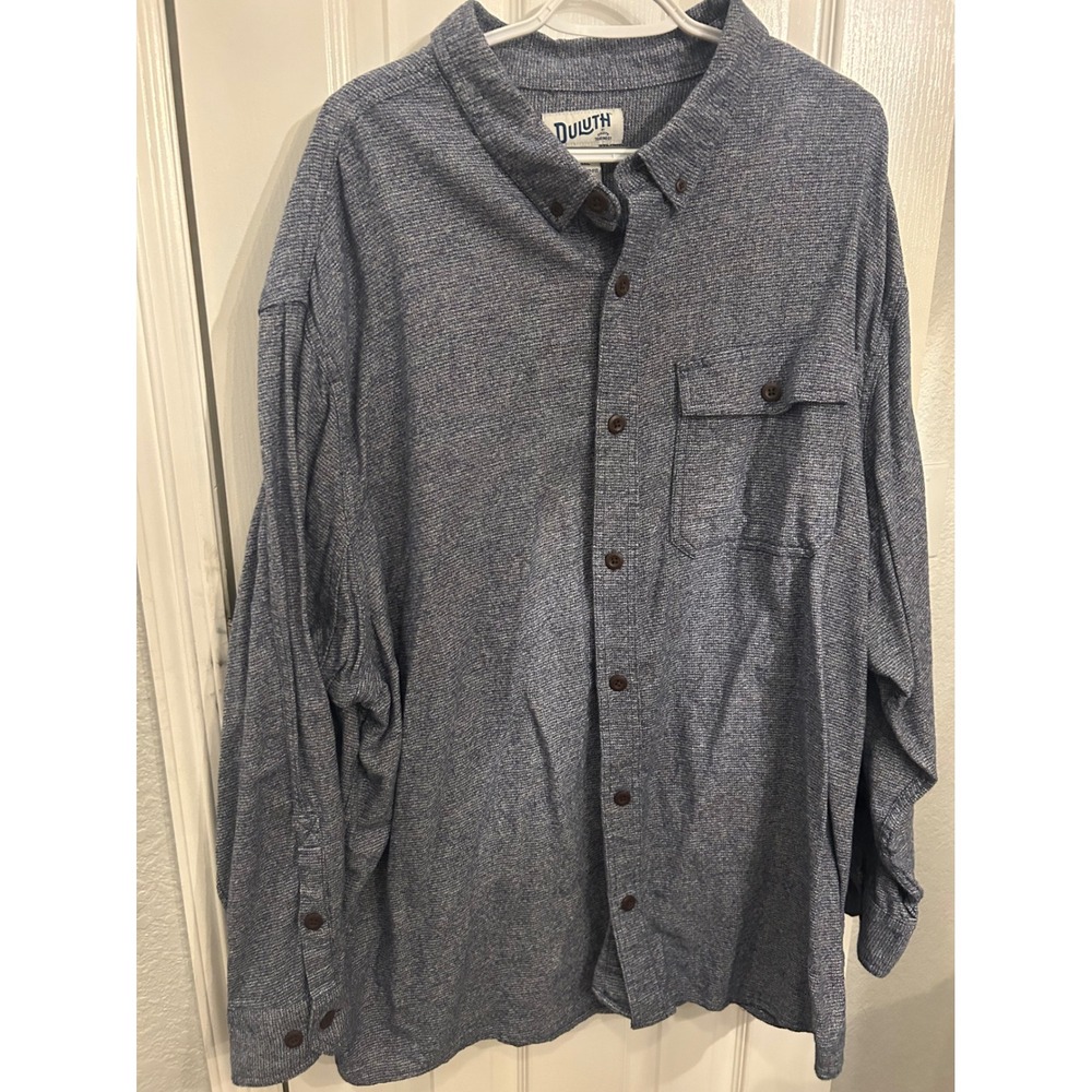 Duluth Trading Co Mens‎ 3XL Relaxed Fit Blue Textured Cotton Button Down Shirt